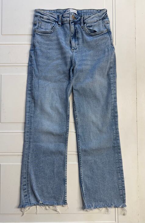 Zara Denim - Zara Womens Sz 6 Blue Boyfriend Straight Leg Raw Hem Denim Jeans